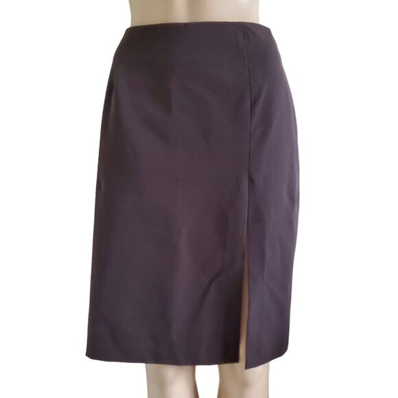 NWT Theory Vintage Brown Nylon Slit Front Skirt (4) - Picture 1 of 6